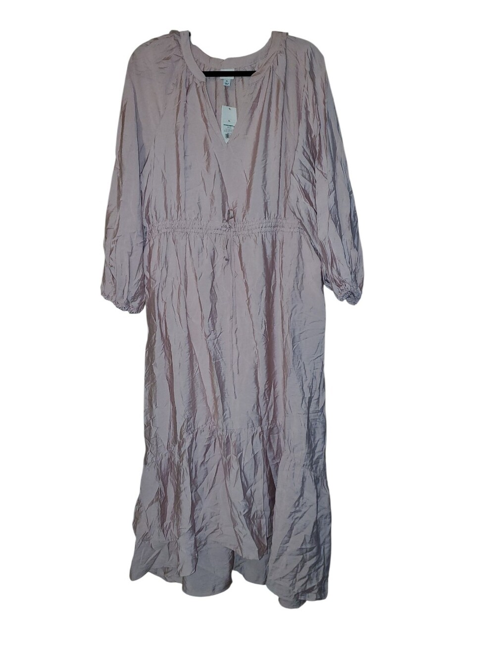 a new day Women’s Balloon Long Sleeve Tiered Midi Dress Blush Pink NWT Size: XL - Picture 4 of 9